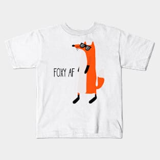 Foxy AF, Cute Funny Sassy Fox In Sunglasses Kids T-Shirt